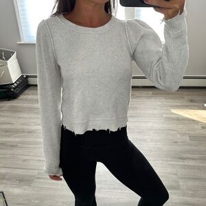 Aerie Cozy Up Shrunken Crew Sweater Heather Gray